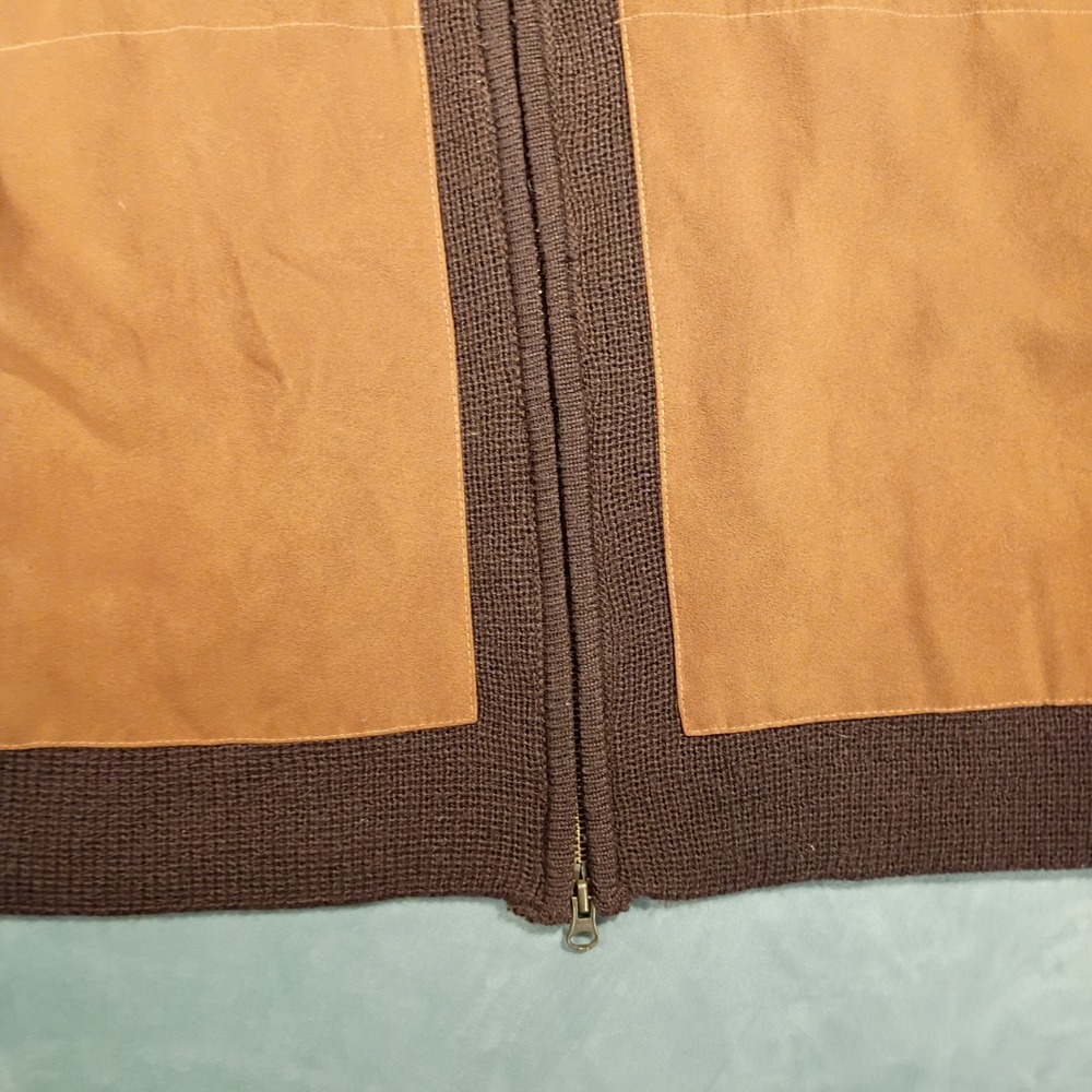 Jaclyn Smith Classic Plus Brown Faux Suede Front Zip Wool Blend Sweater 1X - Picture 8 of 8